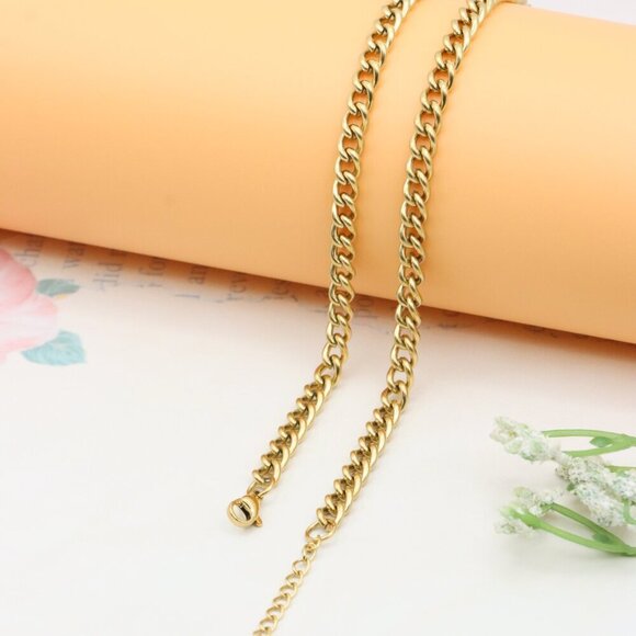 Bold Chunky Chain Necklace with Evil Eye Padlock Charm, XPNL0355 - Picture 10 of 12